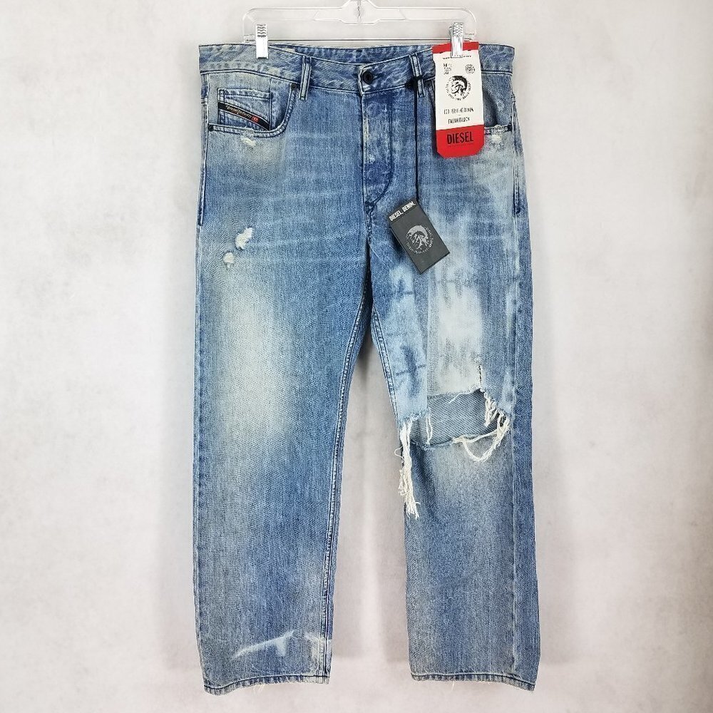Diesel NWT D-Kodeck Jeans Distressed Ripped Destroyed Frayed Stained Mens 36x30